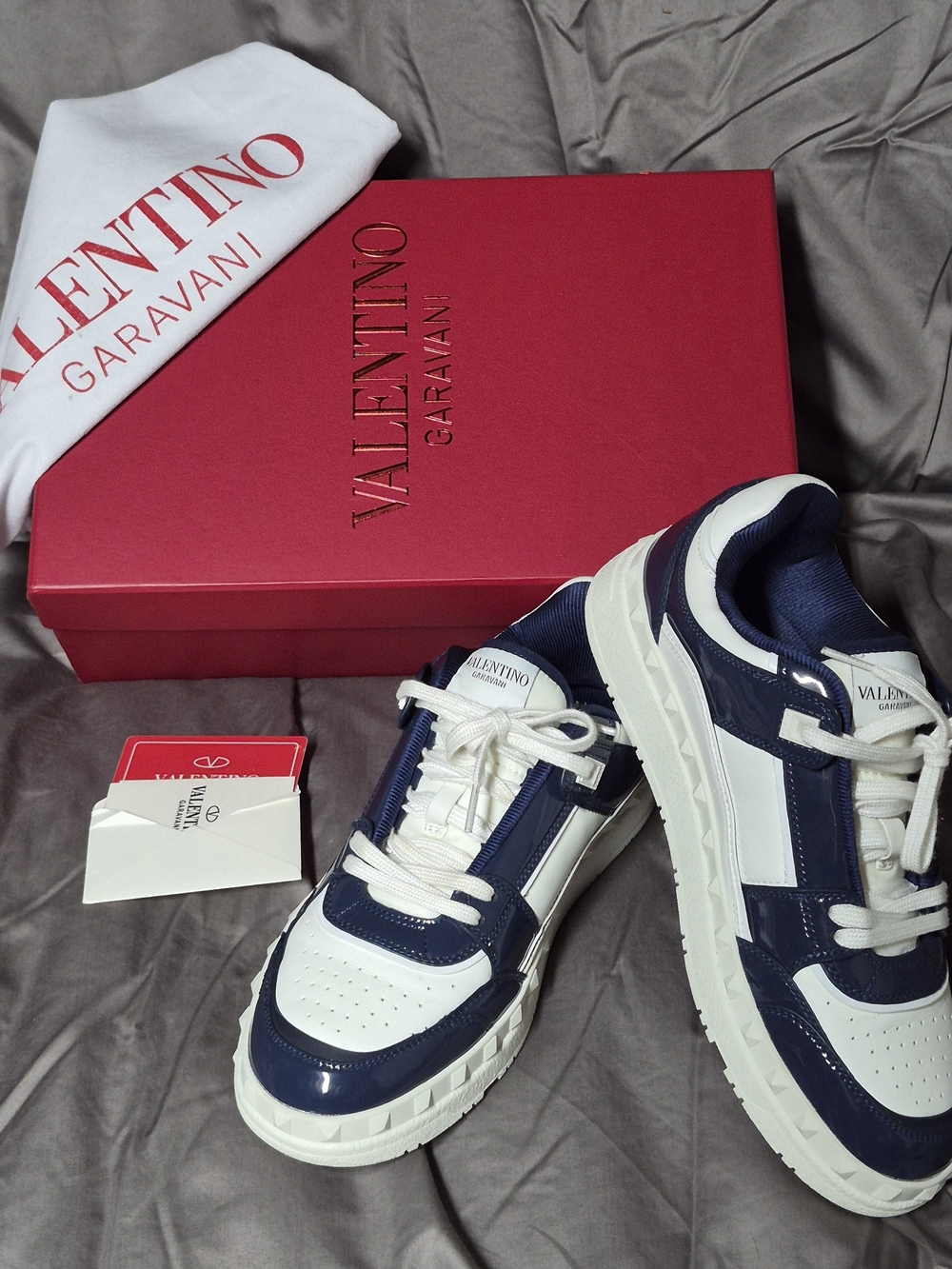 Valentino Garavani Men’s Navy & White Low-Top Sneakers